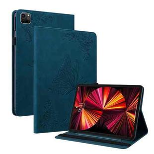 Butterfly Flower Embossed Leather Tablet Case For iPad Pro 11 inch 2021&2020&2018 / Air 2022(Blue)