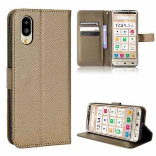 For Sharp Simple Sumaho 6 Diamond Texture Leather Phone Case(Brown)
