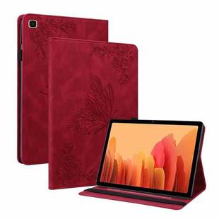 For Samsung Galaxy Tab A7 10.4 2020 SM-T500/T505 Butterfly Flower Embossed Leather Tablet Case(Red)