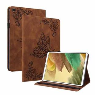 For Samsung Galaxy Tab A7 Lite T220/T225 Butterfly Flower Embossed Leather Tablet Case(Brown)