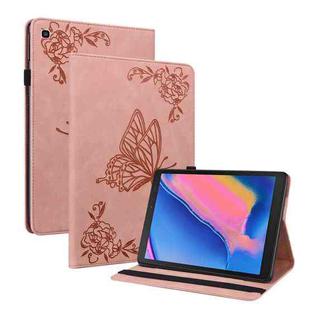 For Samsung Tab A 8.0 2019 T290/T295/T297 Butterfly Flower Embossed Leather Tablet Case(Rose Gold)