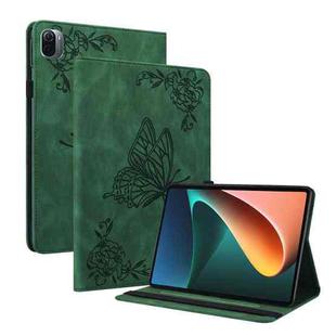 For Xiaomi Pad 5 / 5 Pro Butterfly Flower Embossed Leather Tablet Case(Green)