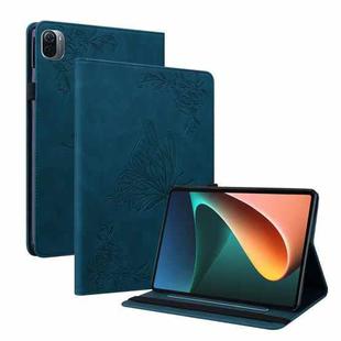 For Xiaomi Pad 5 / 5 Pro Butterfly Flower Embossed Leather Tablet Case(Blue)