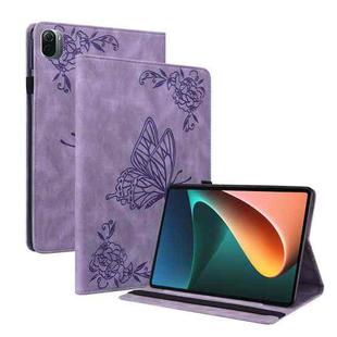 For Xiaomi Pad 5 / 5 Pro Butterfly Flower Embossed Leather Tablet Case(Purple)