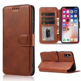 For iPhone X / XS Shockproof PU + TPU Leather Phone Case(Brown)
