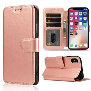 For iPhone X / XS Shockproof PU + TPU Leather Phone Case(Rose Gold)