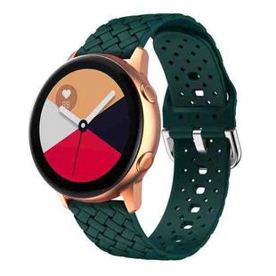 For Samsung Galaxy Watch4 40/44mm Weave Texture Silicone Watch Band(Dark Green)