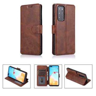 For Huawei P40 Shockproof PU + TPU Leather Phone Case(Brown)
