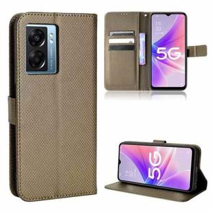 For OPPO A57 5G Diamond Texture Leather Phone Case(Brown)
