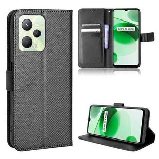 For OPPO Realme C35 Diamond Texture Leather Phone Case(Black)