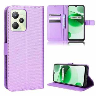 For OPPO Realme C35 Diamond Texture Leather Phone Case(Purple)