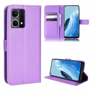 For OPPO Reno7 4G / F21 Pro Diamond Texture Leather Phone Case(Purple)