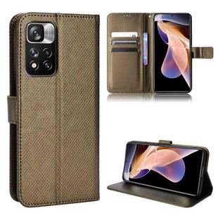 For Xiaomi Poco X4 NFC /Redmi Note 11 Pro China Diamond Texture Leather Phone Case(Brown)