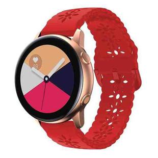 For Samsung Galaxy Watch4 40/44mm Plum Blossom Hollowed Silicone Watch Band(Red)