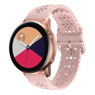 For Samsung Galaxy Watch4 Classic 42/46mm Plum Blossom Hollowed Silicone Watch Band(Pink)