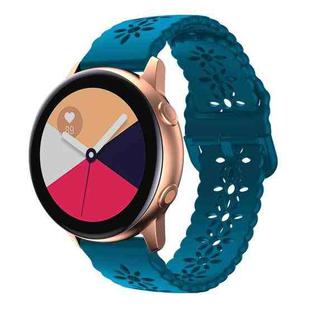 For Samsung Galaxy Watch4 Classic 42/46mm Plum Blossom Hollowed Silicone Watch Band(Rock Blue)