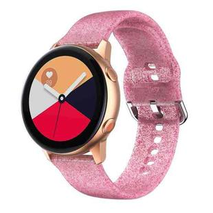 For Samsung Galaxy Watch4 40/44mm Silicone Watch Band(Rose Red Glitter)