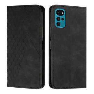 For Motorola Moto G22 Diamond Splicing Skin Feel Magnetic Leather Phone Case(Black)