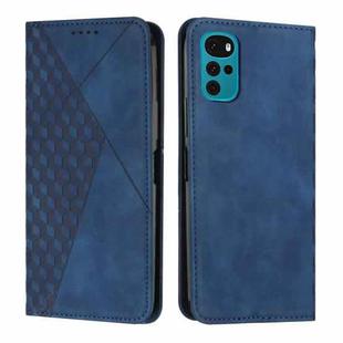 For Motorola Moto G22 Diamond Splicing Skin Feel Magnetic Leather Phone Case(Blue)