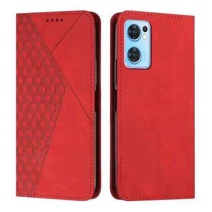 For OPPO Reno7 5G Global/ Find X5 Lite Diamond Splicing Skin Feel Magnetic Leather Phone Case(Red)