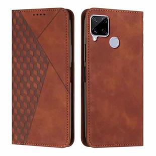 For OPPO Realme C12/C25/7i Global/Narzo 20A/Narzo 30A Diamond Splicing Skin Feel Magnetic Leather Phone Case(Brown)
