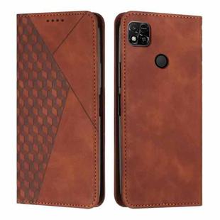 For Xiaomi Redmi 10A/Poco C31/Redmi 9C Diamond Splicing Skin Feel Magnetic Leather Phone Case(Brown)