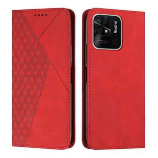 For Xiaomi Redmi 10C 4G Global/ Redmi 10 India Diamond Splicing Skin Feel Magnetic Leather Phone Case(Red)