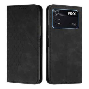 For Xiaomi Poco M4 Pro 4G Diamond Splicing Skin Feel Magnetic Leather Phone Case(Black)