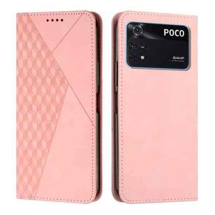 For Xiaomi Poco M4 Pro 4G Diamond Splicing Skin Feel Magnetic Leather Phone Case(Rose Gold)