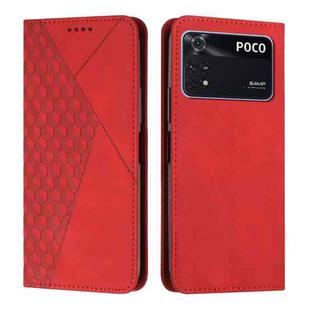 For Xiaomi Poco M4 Pro 4G Diamond Splicing Skin Feel Magnetic Leather Phone Case(Red)