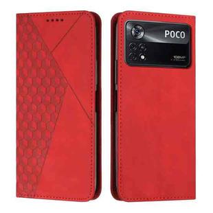 For Xiaomi Poco X4 Pro 5G Diamond Splicing Skin Feel Magnetic Leather Phone Case(Red)