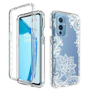 For OnePlus 9 PC+TPU Transparent Painted Phone Case(White Flower)