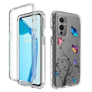 For OnePlus 9 PC+TPU Transparent Painted Phone Case(Tree Butterflies)