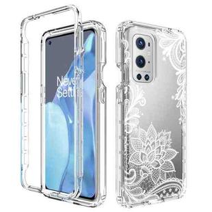 For OnePlus 9 Pro PC+TPU Transparent Painted Phone Case(White Flower)