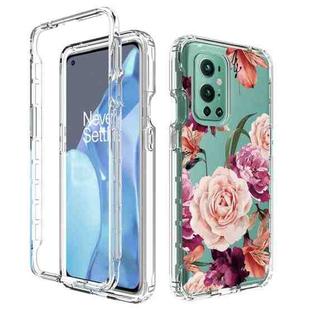 For OnePlus 9 Pro PC+TPU Transparent Painted Phone Case(Purple Floral)