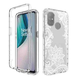 For OnePlus Nord N10 5G PC+TPU Transparent Painted Phone Case(White Flower)