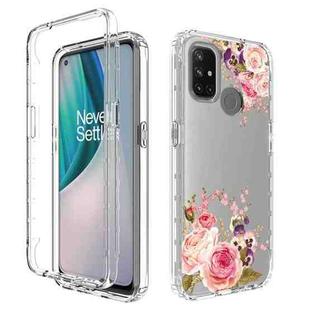 For OnePlus Nord N10 5G PC+TPU Transparent Painted Phone Case(Pink Rose)