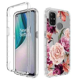 For OnePlus Nord N10 5G PC+TPU Transparent Painted Phone Case(Purple Floral)
