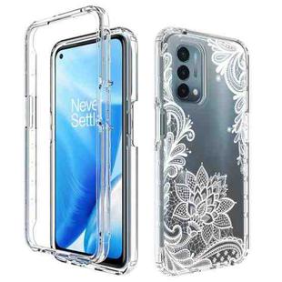 For OnePlus Nord N200 5G PC+TPU Transparent Painted Phone Case(White Flower)