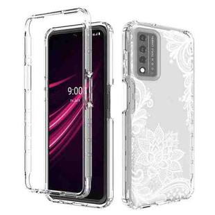 For T-Mobile Revvl Plus PC+TPU Transparent Painted Phone Case(White Flower)