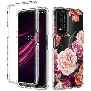 For T-Mobile Revvl Plus PC+TPU Transparent Painted Phone Case(Purple Floral)