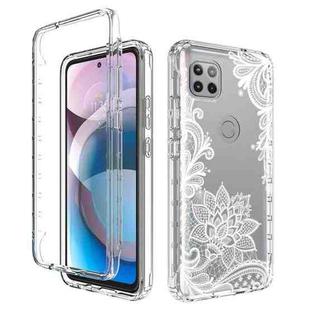 For Motorola One 5G Ace PC+TPU Transparent Painted Phone Case(White Flower)