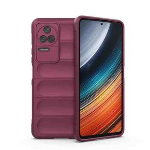 For Xiaomi Redmi K40S Magic Shield TPU + Flannel Phone Case(Wine Red)