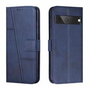 For Google Pixel 7 Stitching Calf Texture Buckle Leather Phone Case(Blue)