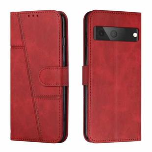 For Google Pixel 7 Stitching Calf Texture Buckle Leather Phone Case(Red)