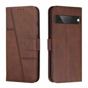 For Google Pixel 7 Stitching Calf Texture Buckle Leather Phone Case(Brown)