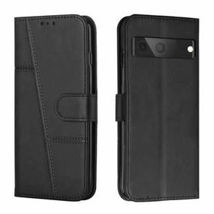 For Google Pixel 7 Stitching Calf Texture Buckle Leather Phone Case(Black)