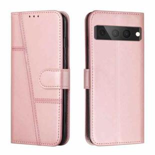 For Google Pixel 7 Pro Stitching Calf Texture Buckle Leather Phone Case(Pink)