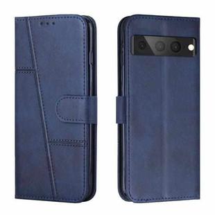 For Google Pixel 7 Pro Stitching Calf Texture Buckle Leather Phone Case(Blue)
