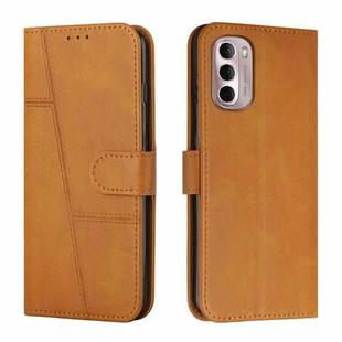 For Motorola Moto G Stylus 2022 4G Stitching Calf Texture Buckle Leather Phone Case(Yellow)